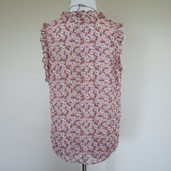 MAISON D'AMELIE Size Small Sleeveless Blouse Career Top Blush Pink floral - Picture 7 of 9